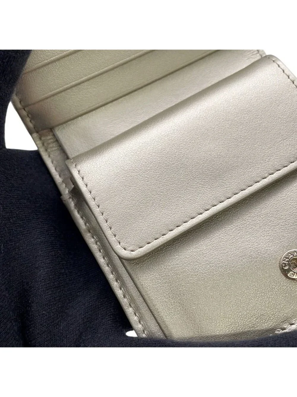 Chanel Bifold Wallet CC Logo Small Flap Caviar Leather